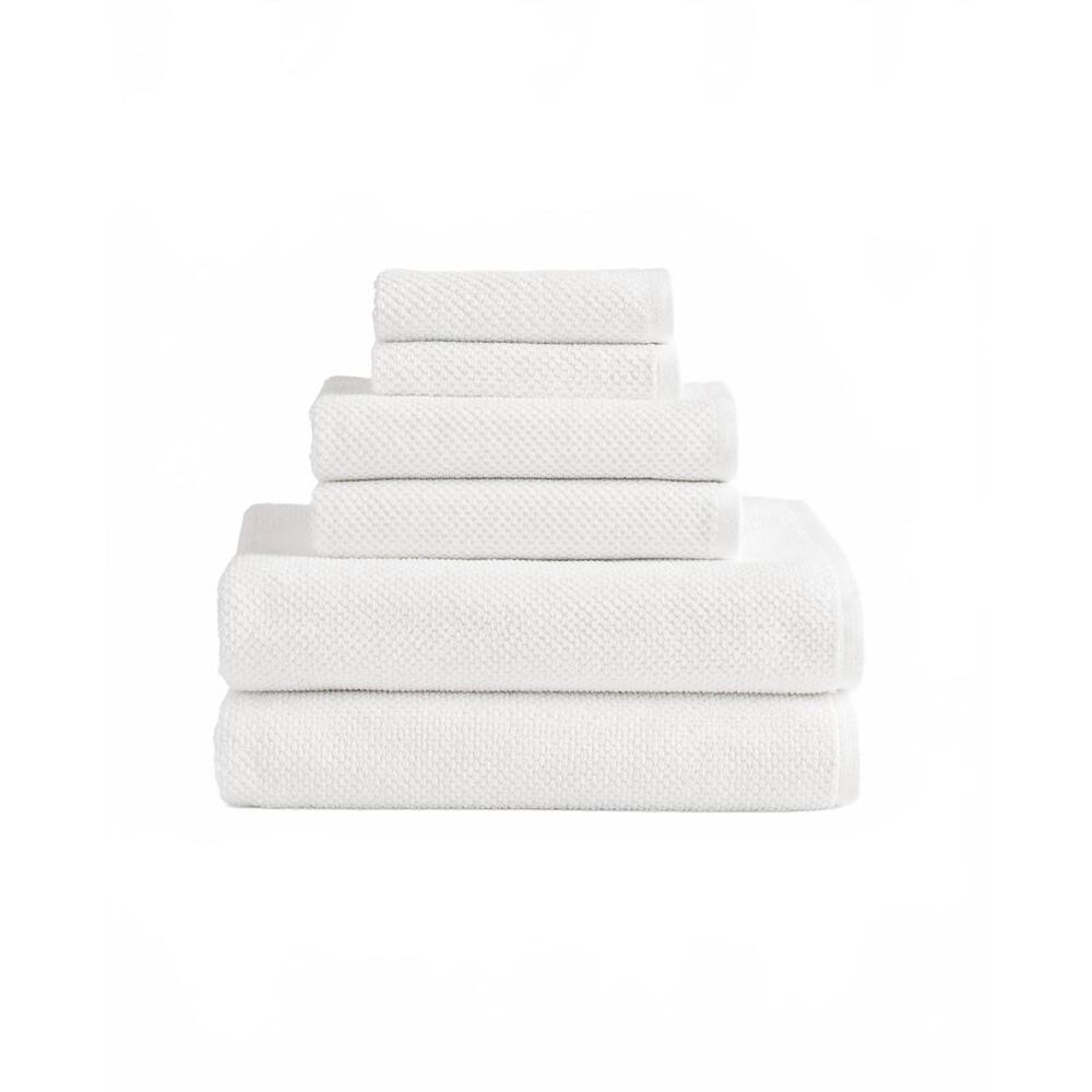 NEW UNDER THE CANOPY textured organic cotton 6-piece bath sheet set in white